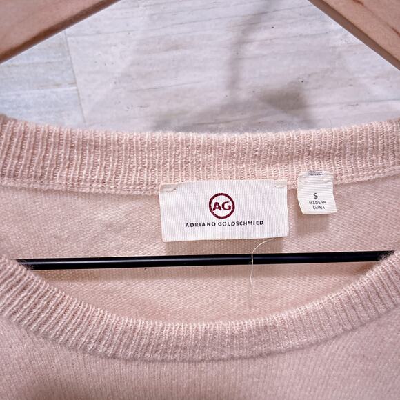 AG Adriano Goldschmied 100% Cashmere Sweater Beige Stripe Crewneck Womens Small - Picture 6 of 7
